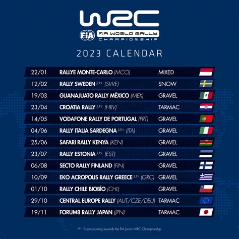 wrc schedule 2023